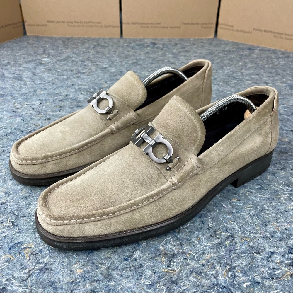 !24 hr sale / Salvatore Ferragamo | Large Gancini Ornament | Suede Loafers